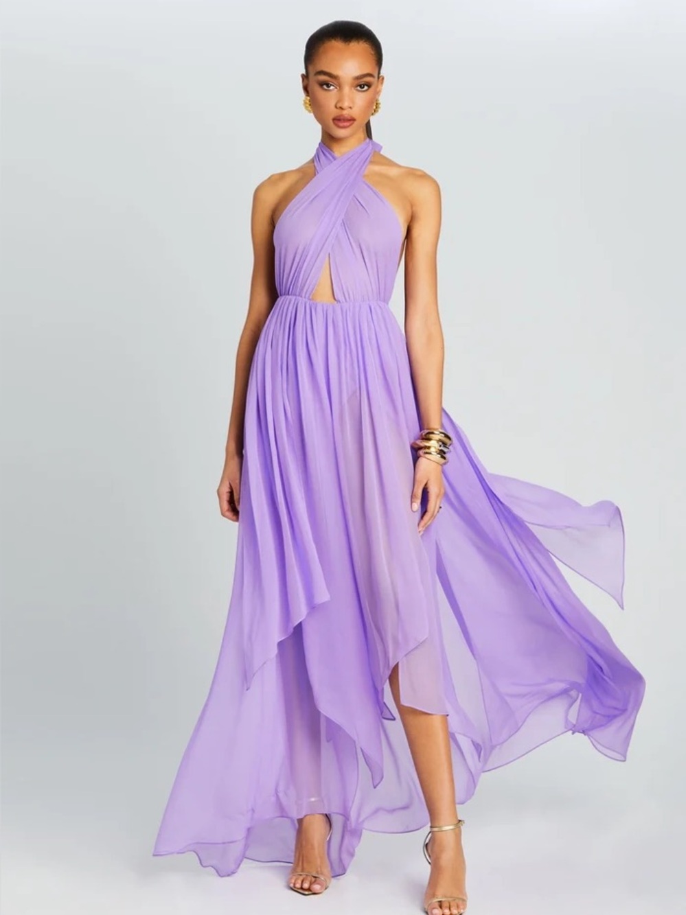 RETROFETE INA SILK CHIFFON DRESS - WISTERIA/ PURPLE